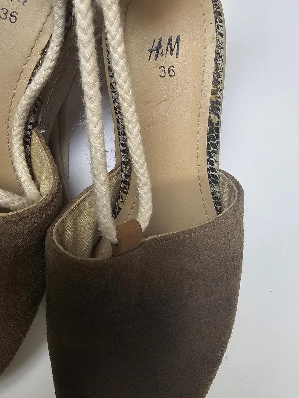 H&M Brown Suede Lace-Up Espadrille Flats